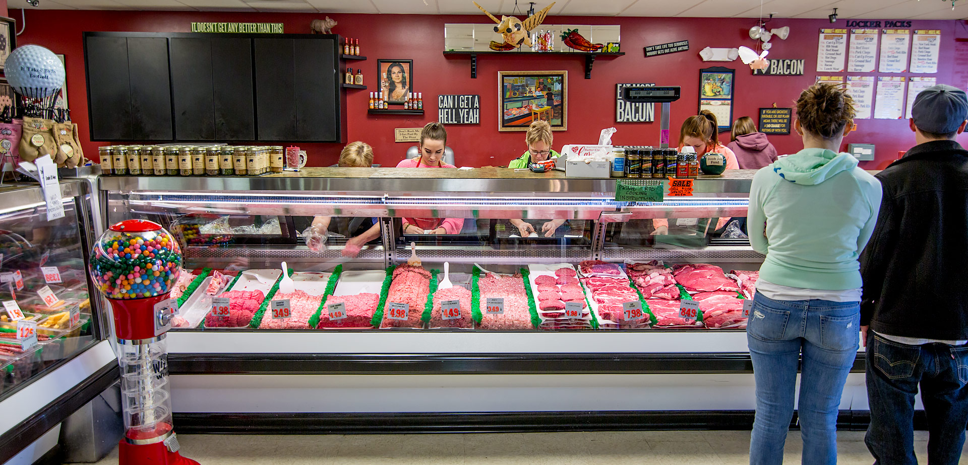 At the Double DD Meat counter.